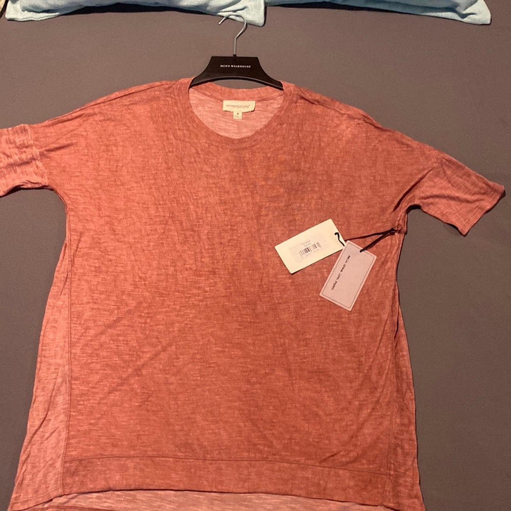 Coverstitched Medium Mauve Hi-Low Top